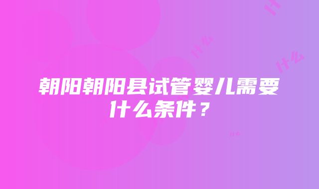 朝阳朝阳县试管婴儿需要什么条件？