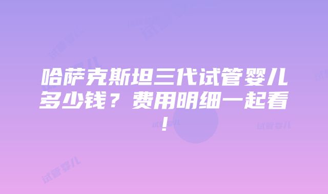 哈萨克斯坦三代试管婴儿多少钱？费用明细一起看!