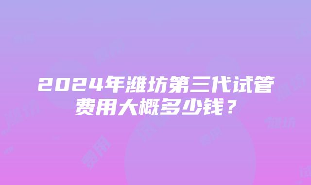 2024年潍坊第三代试管费用大概多少钱？