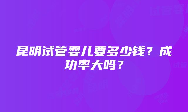 昆明试管婴儿要多少钱？成功率大吗？