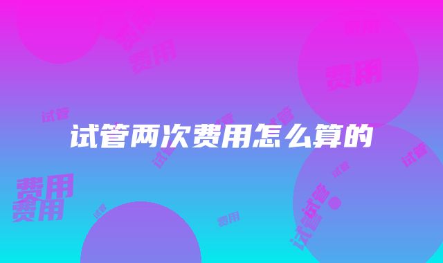 试管两次费用怎么算的