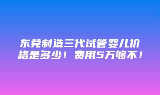 东莞制造三代试管婴儿价格是多少！费用5万够不！