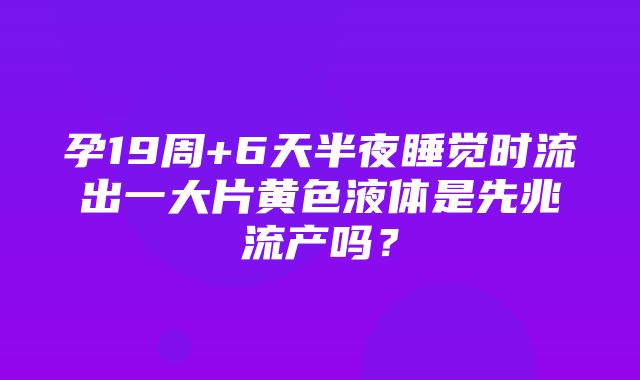 孕19周+6天半夜睡觉时流出一大片黄色液体是先兆流产吗？