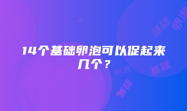 14个基础卵泡可以促起来几个？