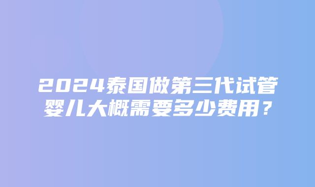 2024泰国做第三代试管婴儿大概需要多少费用？