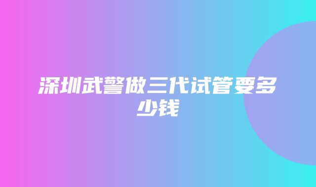 深圳武警做三代试管要多少钱