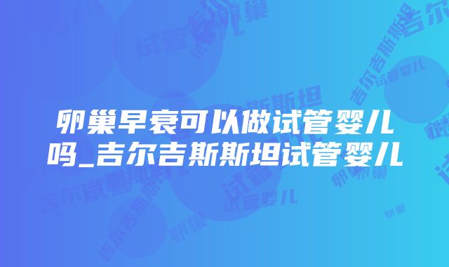 卵巢早衰可以做试管婴儿吗_吉尔吉斯斯坦试管婴儿