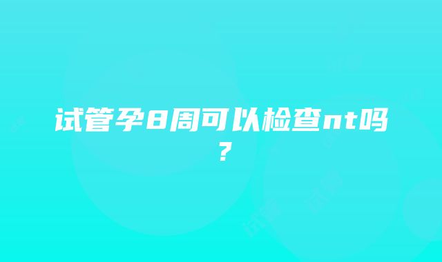 试管孕8周可以检查nt吗？