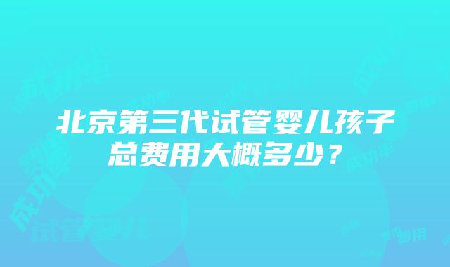 北京第三代试管婴儿孩子总费用大概多少？