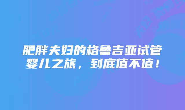 肥胖夫妇的格鲁吉亚试管婴儿之旅，到底值不值！