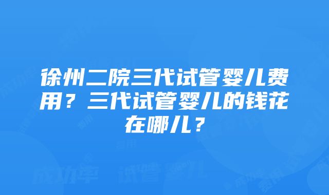 徐州二院三代试管婴儿费用？三代试管婴儿的钱花在哪儿？