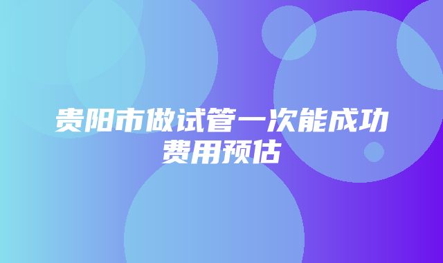 贵阳市做试管一次能成功费用预估