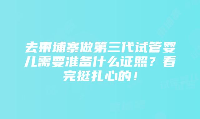 去柬埔寨做第三代试管婴儿需要准备什么证照？看完挺扎心的！