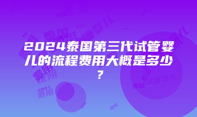 2024泰国第三代试管婴儿的流程费用大概是多少？