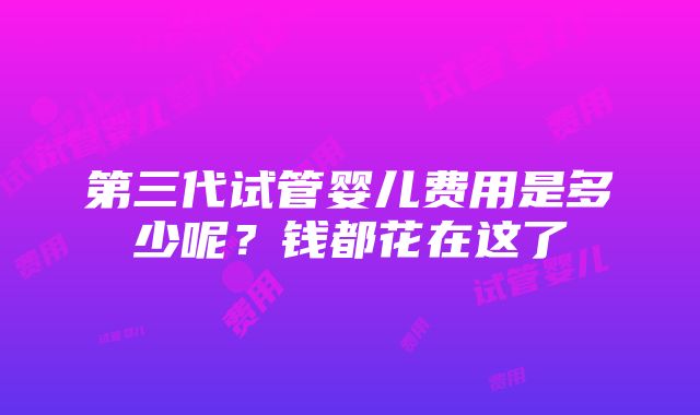 第三代试管婴儿费用是多少呢？钱都花在这了