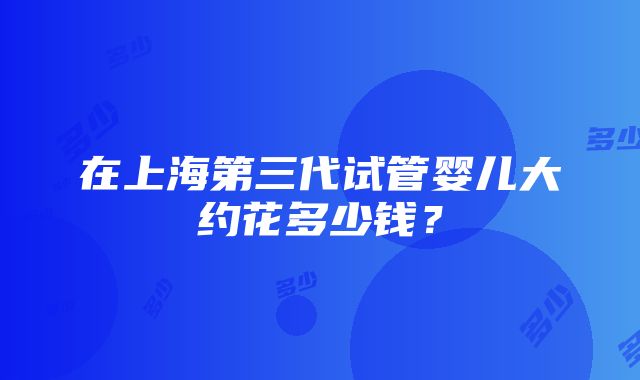 在上海第三代试管婴儿大约花多少钱？