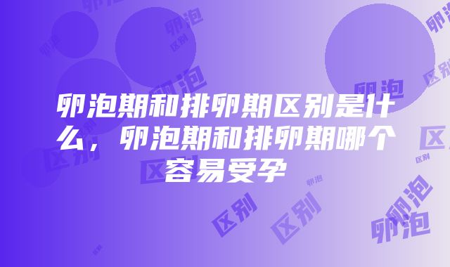 卵泡期和排卵期区别是什么，卵泡期和排卵期哪个容易受孕