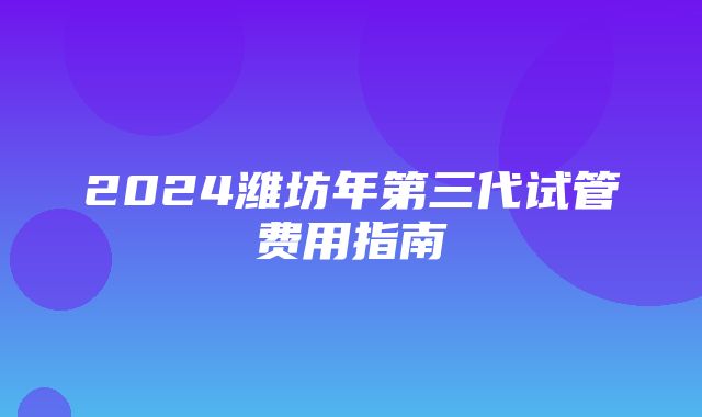 2024潍坊年第三代试管费用指南