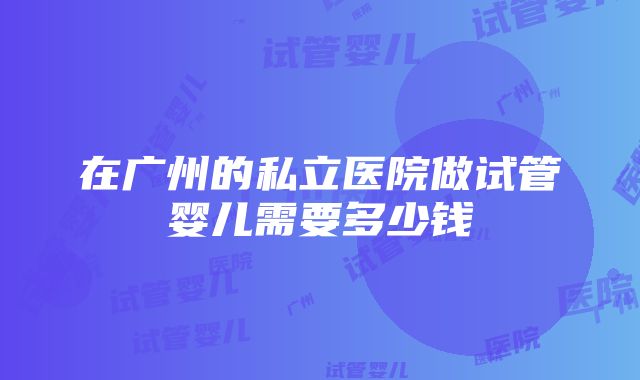 在广州的私立医院做试管婴儿需要多少钱