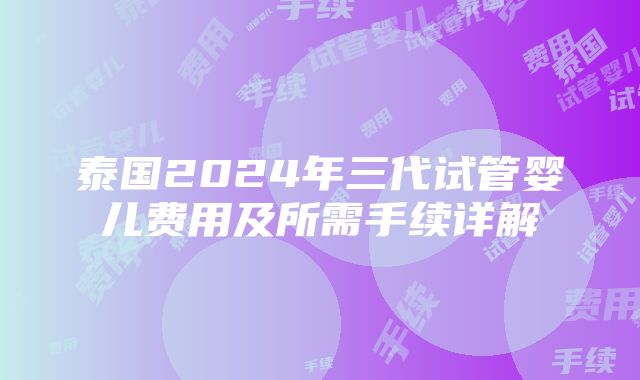 泰国2024年三代试管婴儿费用及所需手续详解