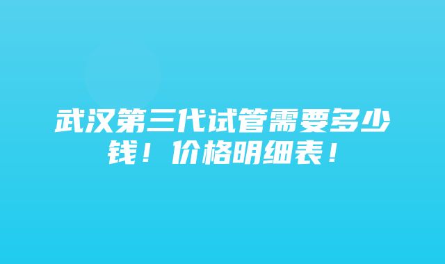 武汉第三代试管需要多少钱！价格明细表！