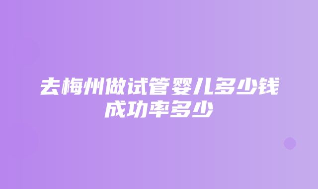 去梅州做试管婴儿多少钱成功率多少