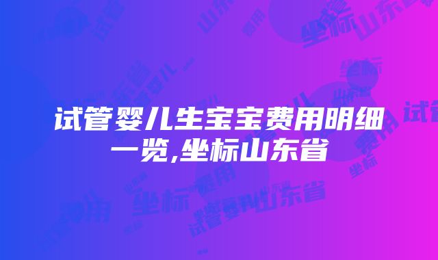 试管婴儿生宝宝费用明细一览,坐标山东省