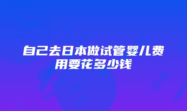 自己去日本做试管婴儿费用要花多少钱