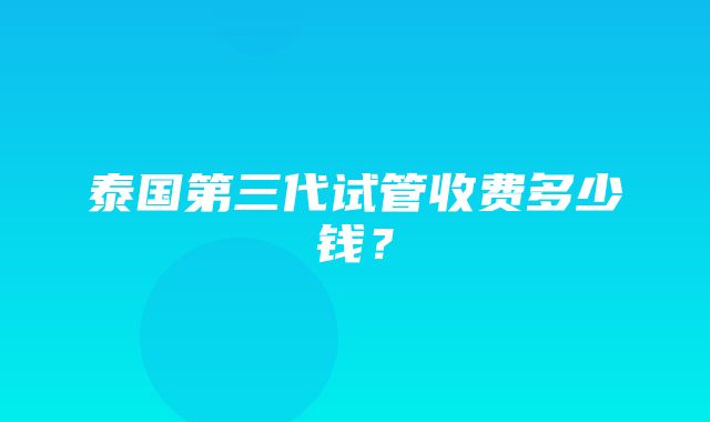 泰国第三代试管收费多少钱？