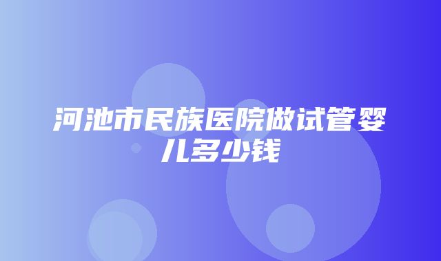 河池市民族医院做试管婴儿多少钱