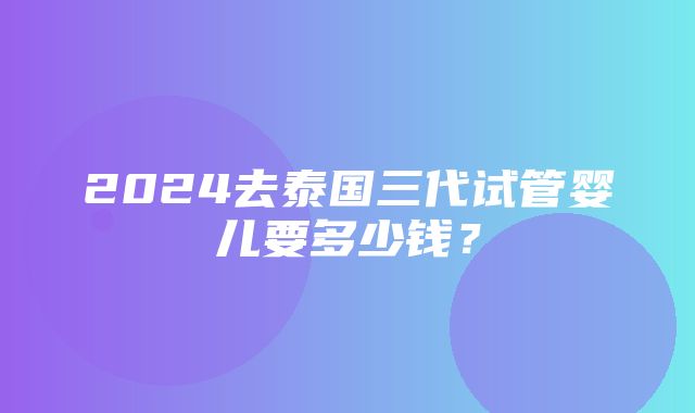 2024去泰国三代试管婴儿要多少钱？