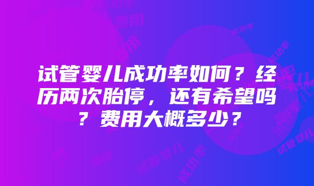 试管婴儿成功率如何？经历两次胎停，还有希望吗？费用大概多少？