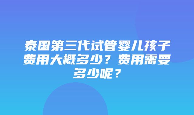 泰国第三代试管婴儿孩子费用大概多少？费用需要多少呢？