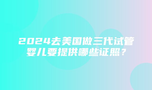 2024去美国做三代试管婴儿要提供哪些证照？