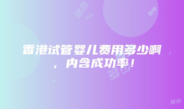 香港试管婴儿费用多少啊，内含成功率！