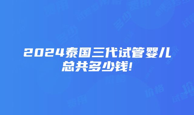 2024泰国三代试管婴儿总共多少钱!