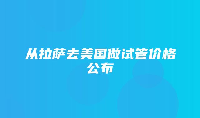 从拉萨去美国做试管价格公布