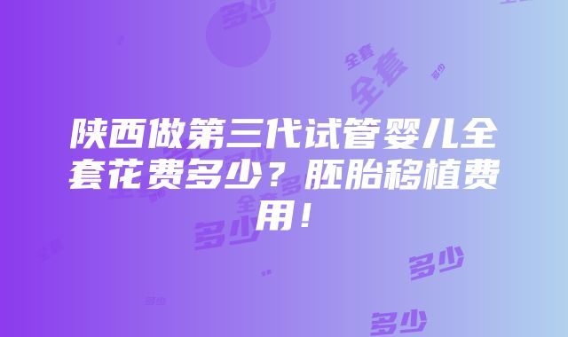 陕西做第三代试管婴儿全套花费多少？胚胎移植费用！