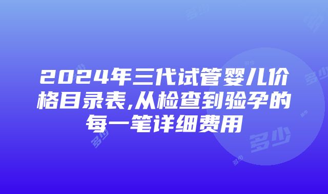 2024年三代试管婴儿价格目录表,从检查到验孕的每一笔详细费用