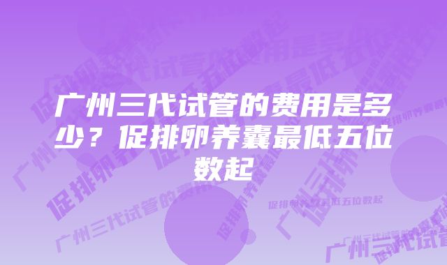 广州三代试管的费用是多少？促排卵养囊最低五位数起