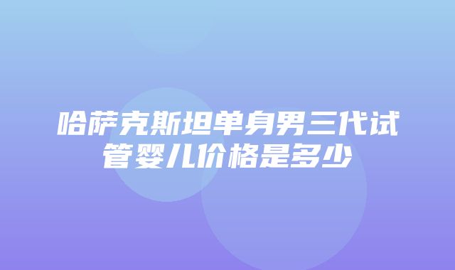 哈萨克斯坦单身男三代试管婴儿价格是多少