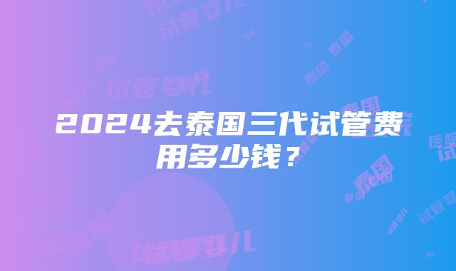 2024去泰国三代试管费用多少钱？