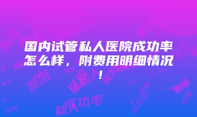 国内试管私人医院成功率怎么样，附费用明细情况！