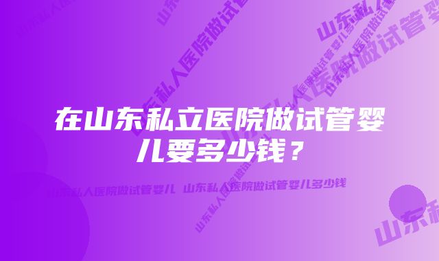 在山东私立医院做试管婴儿要多少钱？