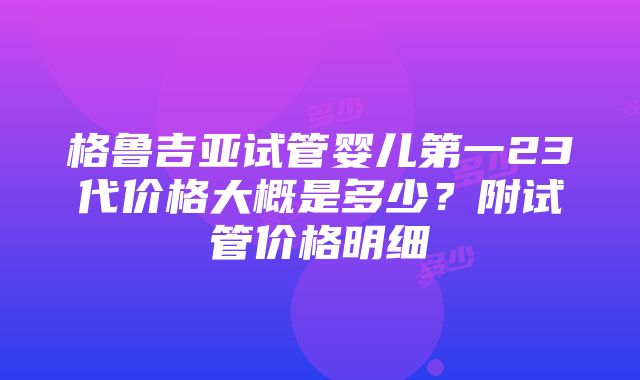 格鲁吉亚试管婴儿第一23代价格大概是多少？附试管价格明细