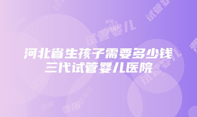 河北省生孩子需要多少钱三代试管婴儿医院