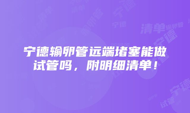 宁德输卵管远端堵塞能做试管吗，附明细清单！