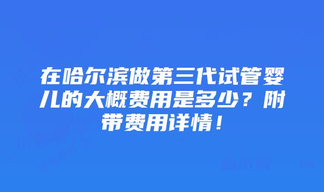 在哈尔滨做第三代试管婴儿的大概费用是多少？附带费用详情！