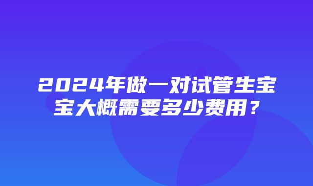 2024年做一对试管生宝宝大概需要多少费用？