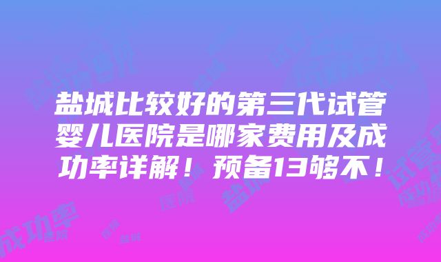 盐城比较好的第三代试管婴儿医院是哪家费用及成功率详解！预备13够不！